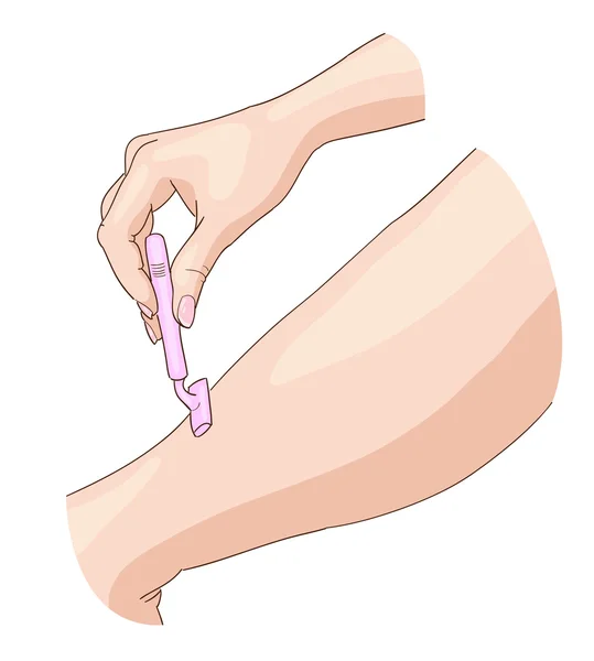 Epilasyon tıraş bıçağı ile.