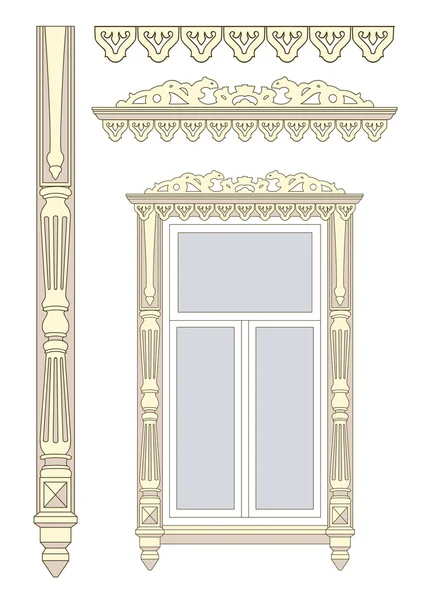 küme penceresi için ahşap dekorasyon.