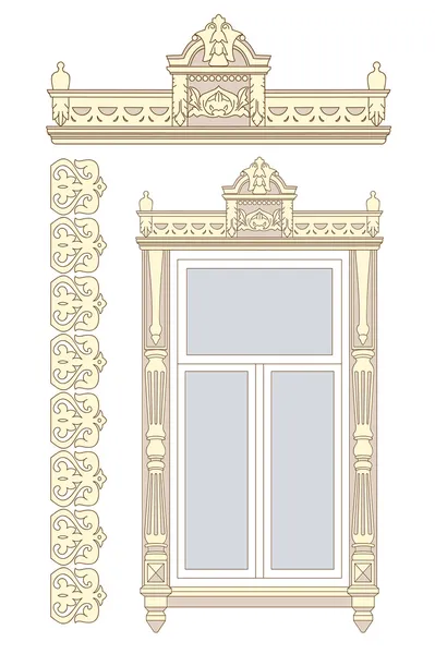 küme penceresi için ahşap dekorasyon.