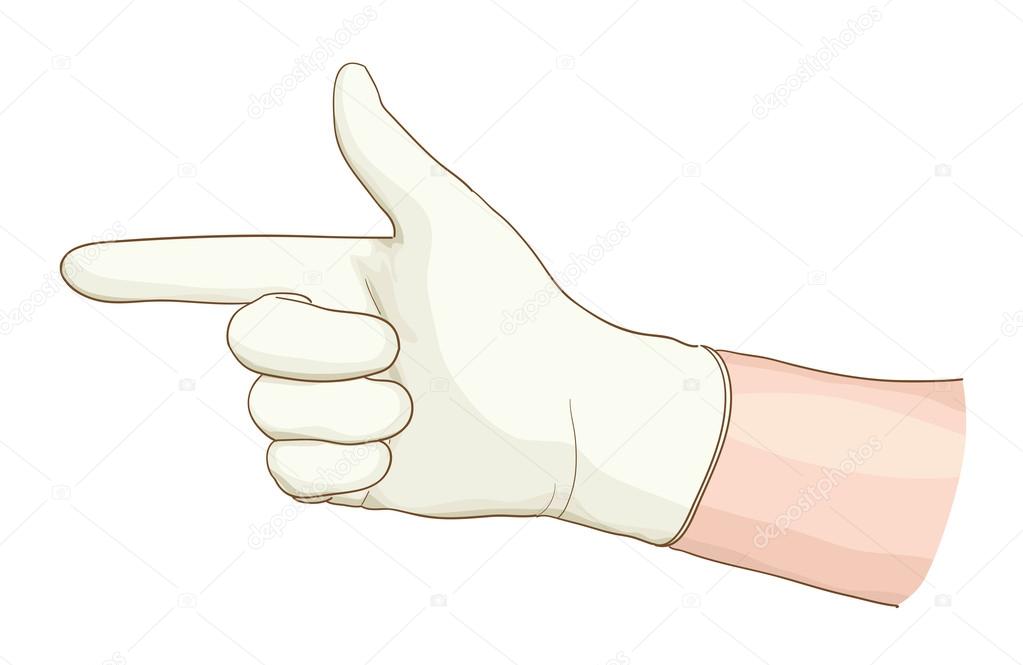 Hand proctologist with a latex glove.