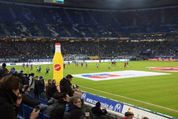 Die hsv arena während des Spiels hamburg gegen frankfurt — Stockfoto