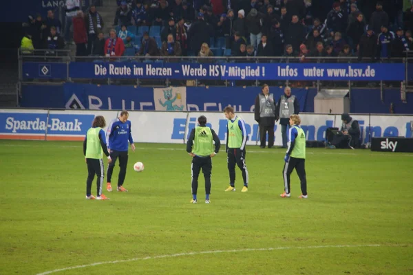 The player of the Hamburg Sport Club HSV are warming up — Stock Photo, Image