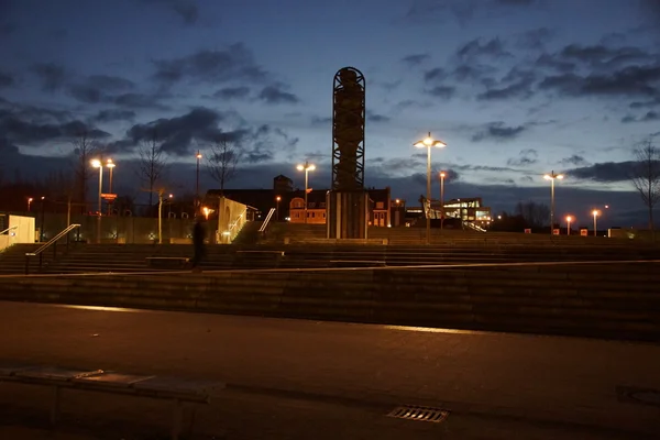 Ernst-Busch-Platz Kiel ao amanhecer — Fotografia de Stock