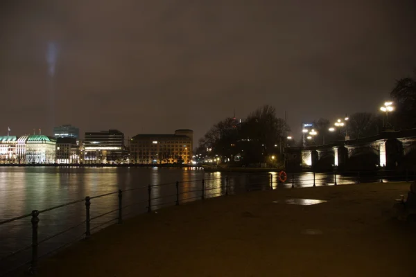 Jungfernstieg e Alster — Fotografia de Stock