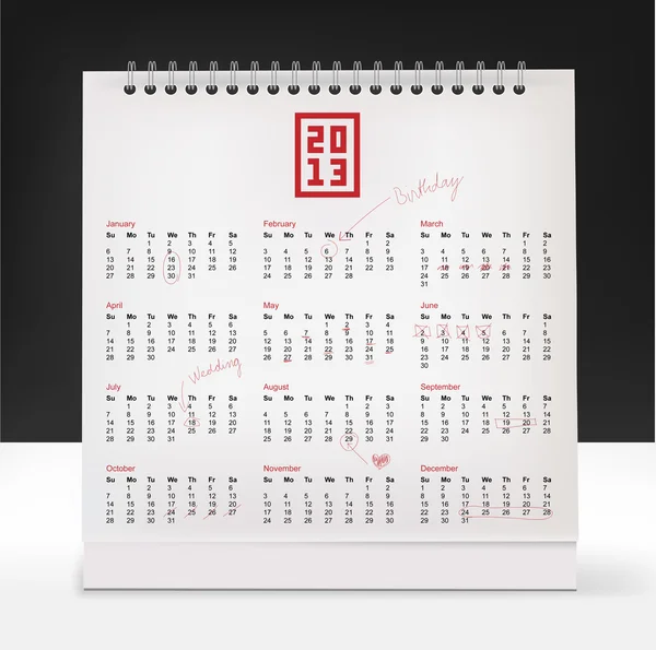 2013 kalendarz Grafika Wektorowa