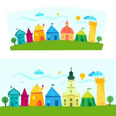 renkli şehir Kitap Illustration