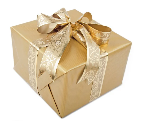 Present With Gold Ribbon — Stock Photo, Image