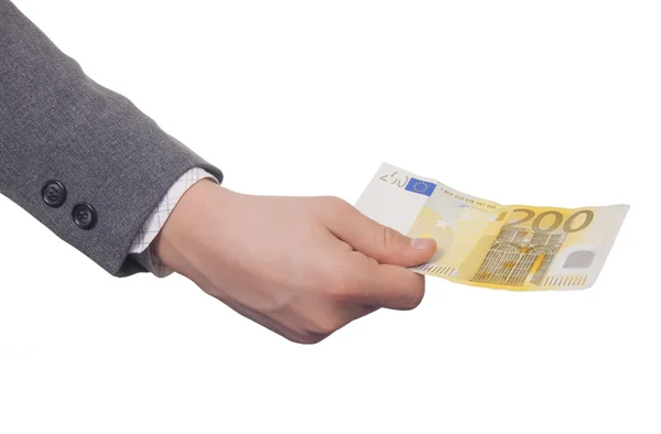 200 euro w ręku — Zdjęcie stockowe