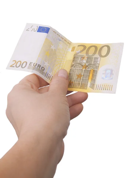 Giving a two hundred euro note — Stock Photo, Image
