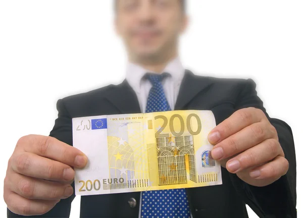 Muž, který držel dvě stě EUR — Stock fotografie
