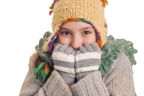 Schönes junges Mädchen in warmer Winterkleidung — Stockfoto