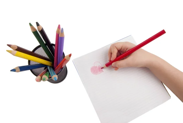 Drawing with color pencils — Stock Photo, Image
