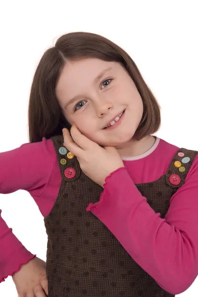 Hermosa niña hablando en un teléfono móvil —  Fotos de Stock