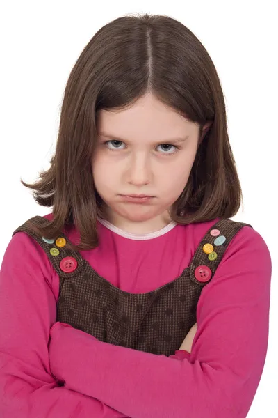 Retrato de menina bonita. Cara irritada — Fotografia de Stock