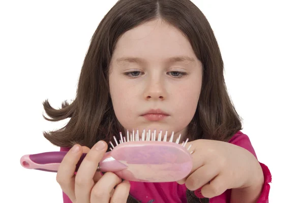 Hermosa niña peinando — Foto de Stock