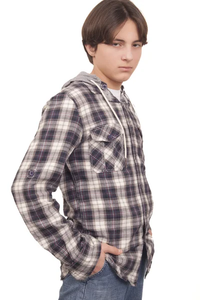 Handsome teenager with hand in pocket — Stock Photo, Image