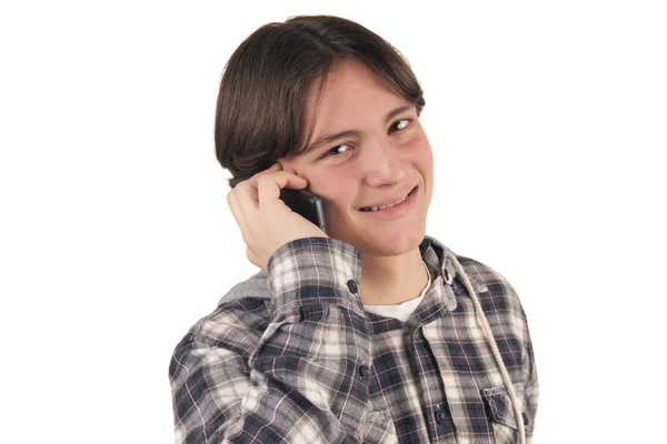 Teenage boy talking on mobile phone — Stock Photo, Image