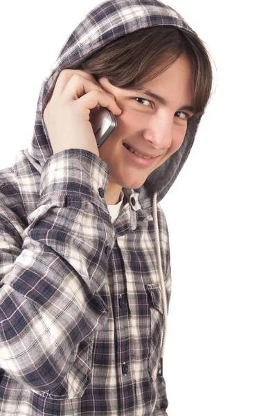 Teenage boy talking on mobile phone — Stock Photo, Image