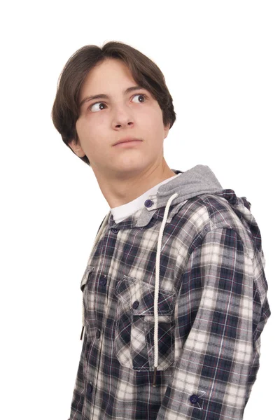 Handsome teenager looking back amazed — Stock Photo, Image