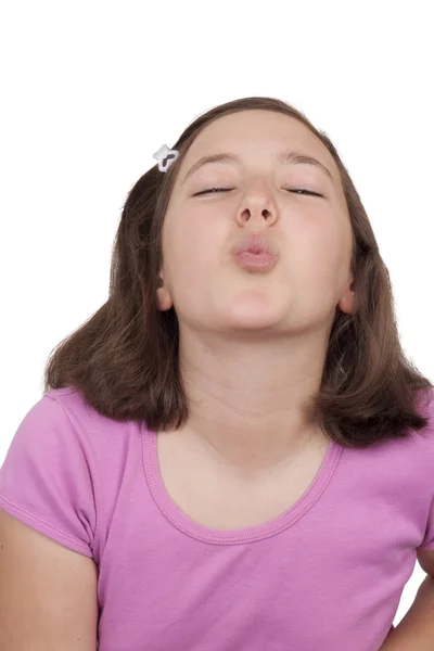 Hermosa chica adolescente besándose —  Fotos de Stock