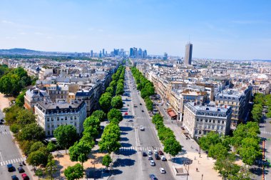 The Champs-Elysées seen from the Arc de Triomphe.