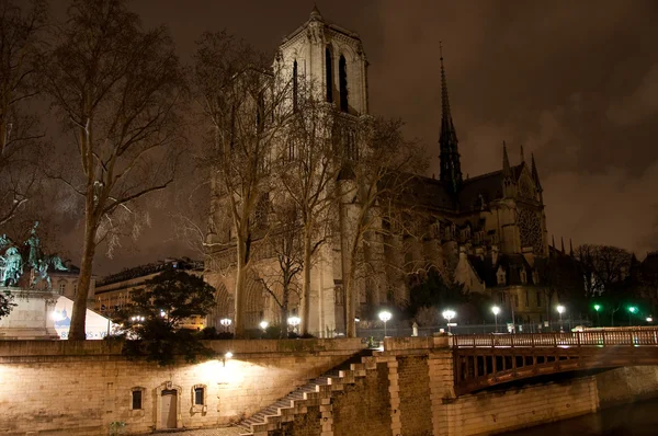 Notre Dame de Paris at night. — Stock Photo, Image