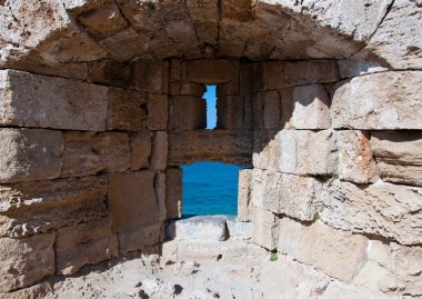 Ortaçağ mazgal bir adada eski şehir Rodos, Yunanistan.