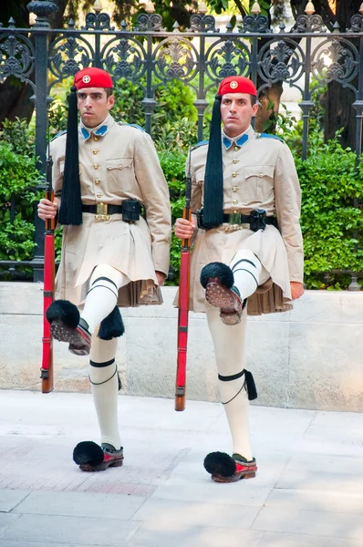 Grekiska evzones. Aten, Grekland. — Stockfoto