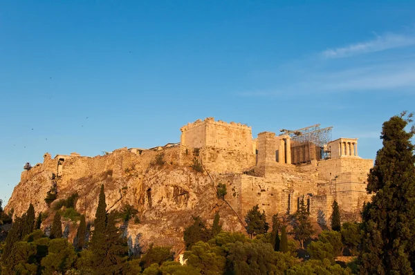 Akropolisz Athén nézet areopagus Hill. — Stock Fotó