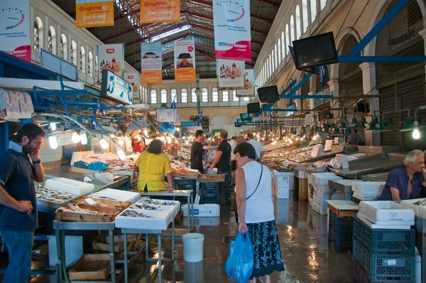 Meeresfrüchte auf dem Markt von Athen. — Stockfoto