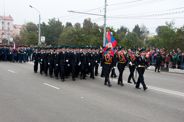 RUSSIA-SEPTEMBER 17: Parade in Bryansk on September 17,2013. Bryansk is a city and the administrative center of Bryansk Oblast, Russia, located 379 kilometers (235 mi) southwest of Moscow.