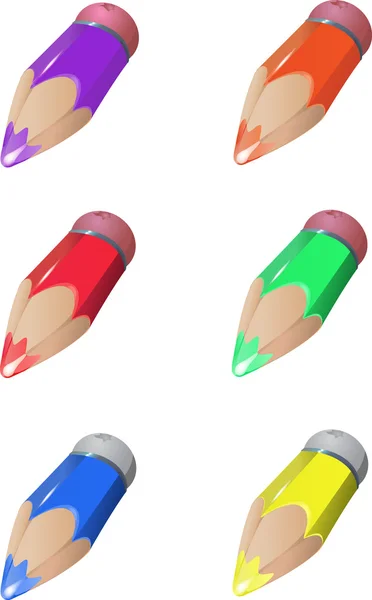 Six crayons de couleur — Image vectorielle