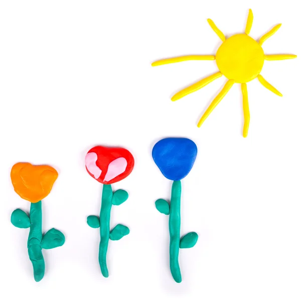 Color flowers made from child play — Stock Photo, Image