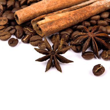 tarçın ve beyaz arka plan üzerinde izole kahve