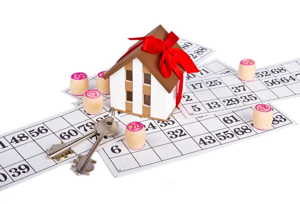Bingospel? model huis, geschenk — Stockfoto