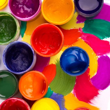 Art studio boyalar, paletrenkli suluboya el boyalı afiş, fırça darbeleri