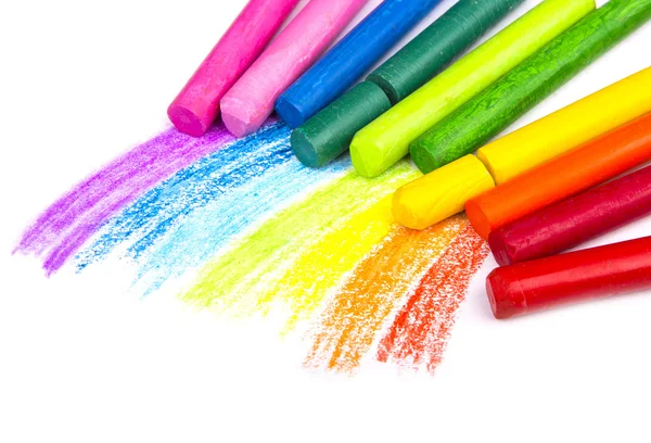 Oil Pastel Crayons on a white paper — Stock Photo, Image