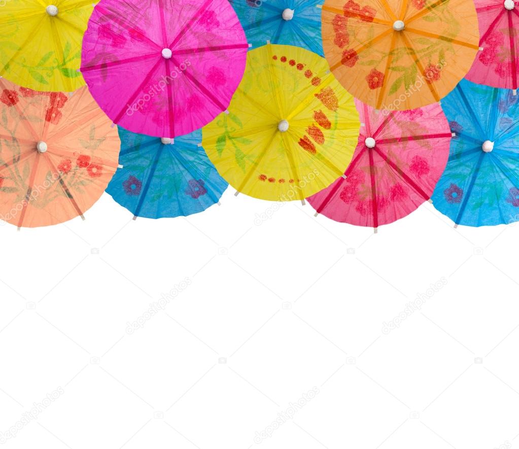 umbrellas for cocktails isolated on white background