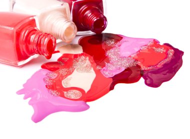 Close up of Spilled colorful nail polish clipart