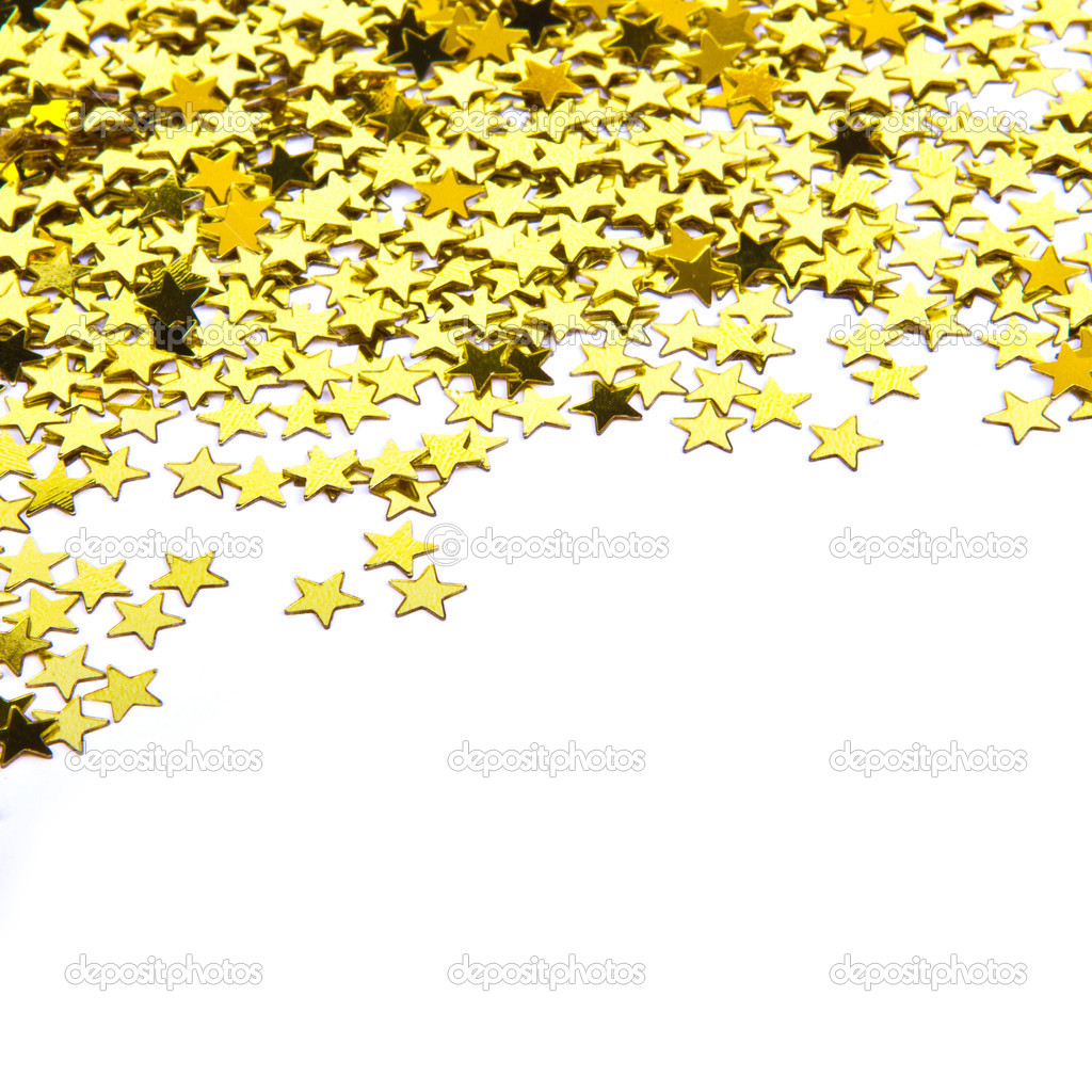 stars confetti , side of the yellow small stars isolated on whit