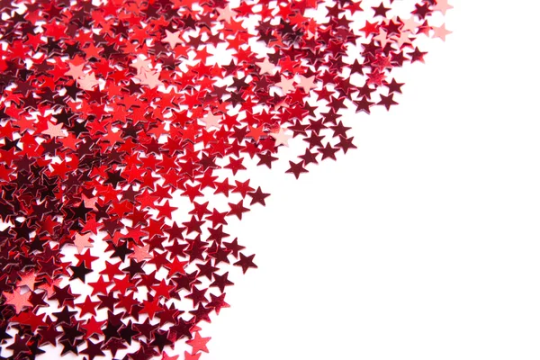 Red stars confetti isolated on white background — Stock Photo, Image