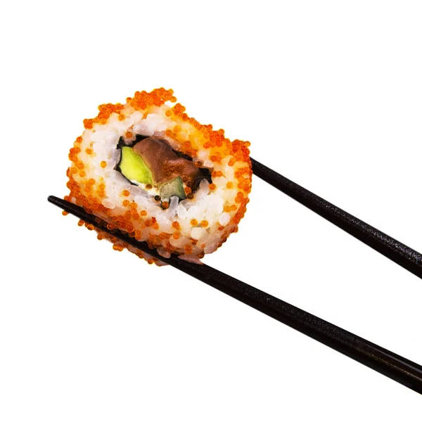 Sushi med pinnar isolerade över vit bakgrund — Stockfoto