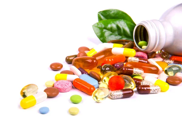 Färgglada Tabletter Med Kapslar — Stockfoto