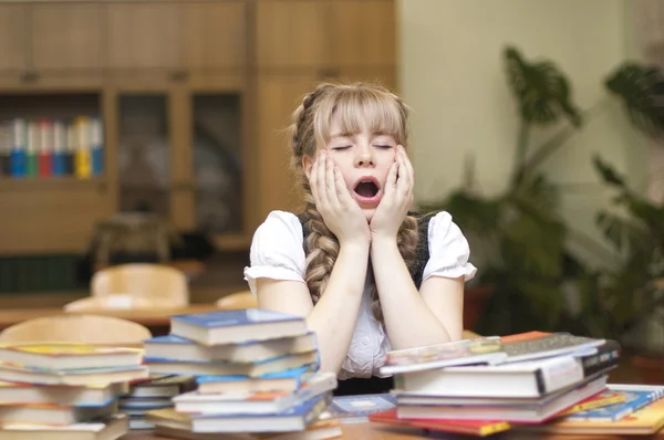 Schoolgirl with textbooks — Stock Photo, Image