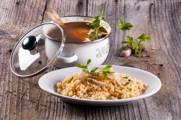 Cous cous with fish — Stock Photo, Image
