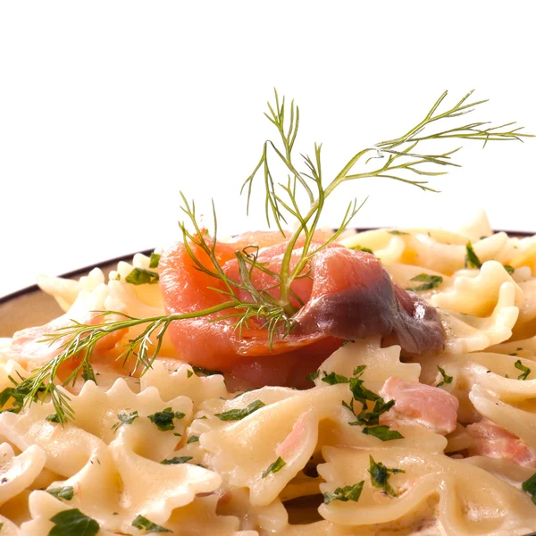 Pasta con salmone — Foto Stock