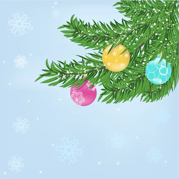 Christmas tree and baubles — Stock Vector