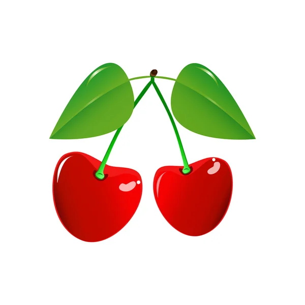 Dos cerezas sobre un fondo blanco. Vector EPS10 . — Vector de stock