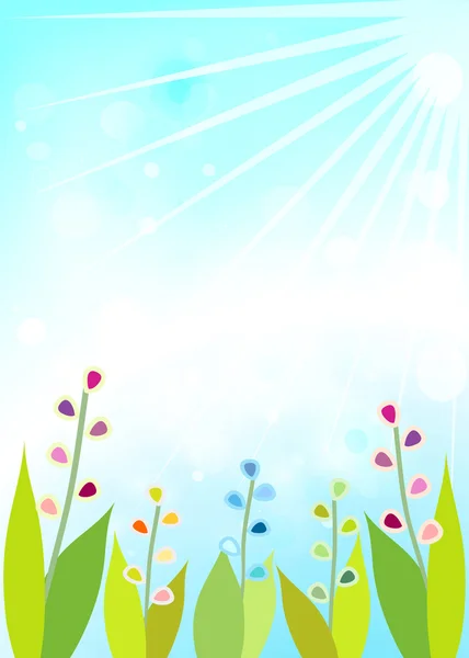 Leaves blue bokeh. Spring background. — Stock Vector