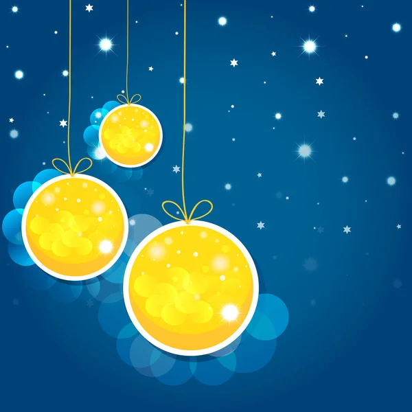 Christmas balls  and stars in the night sky. Vector EPS10. — Stock Vector